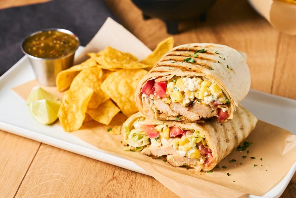 Elote and Chicken Burritos